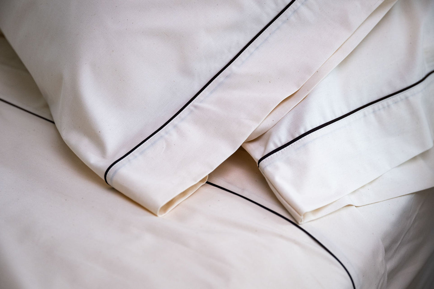 6PC Percale Bed Sheet Set With Piping Design - American Made With USA Grown Cotton