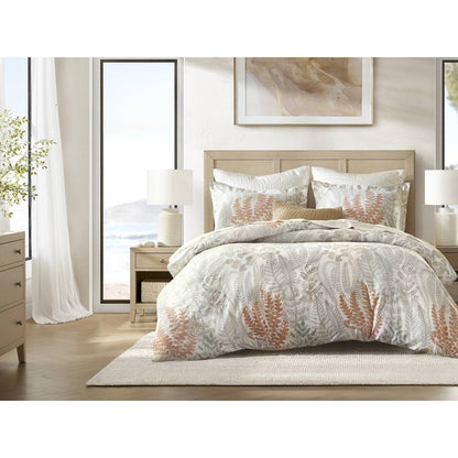 Coastal Linen Botanical Duvet Cover Set 100% Cotton Sateen Duvet Set