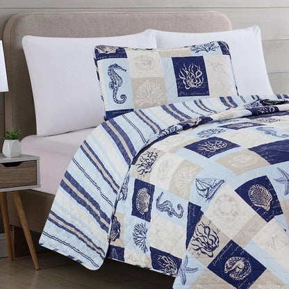 Universal V Berth Nautical Seascape Patchwork Quilt Set 3PC