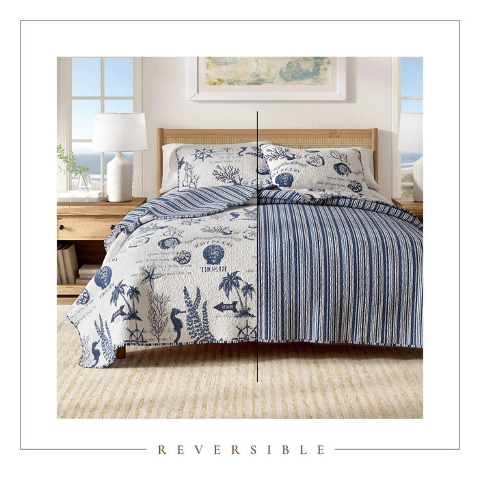 Sale! Queen Coastal Catalina Quilt Set 3PC - Lightweight Microfiber