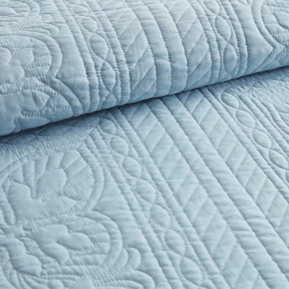 Coastal Scalloped Edge Quilt Set 3PC - Blue