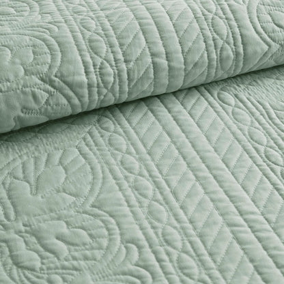 Coastal Scalloped Edge Quilt Set 3PC - Seafoam