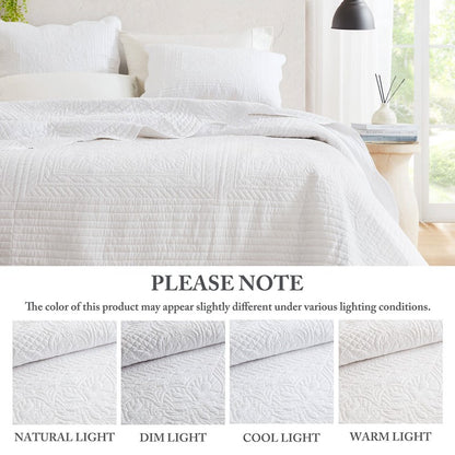 Coastal Scalloped Edge Quilt Set 3PC - White