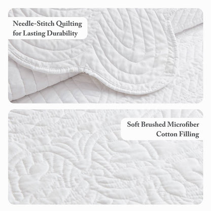 Coastal Scalloped Edge Quilt Set 3PC - White