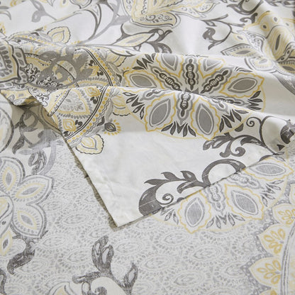 Coastal Yellow Isla Printed Cotton Shower Curtain - Coastal Shower Curtains