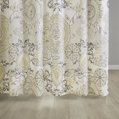 Coastal Yellow Isla Printed Cotton Shower Curtain - Coastal Shower Curtains