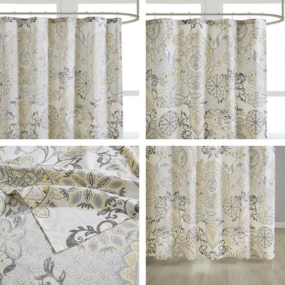 Coastal Yellow Isla Printed Cotton Shower Curtain - Coastal Shower Curtains