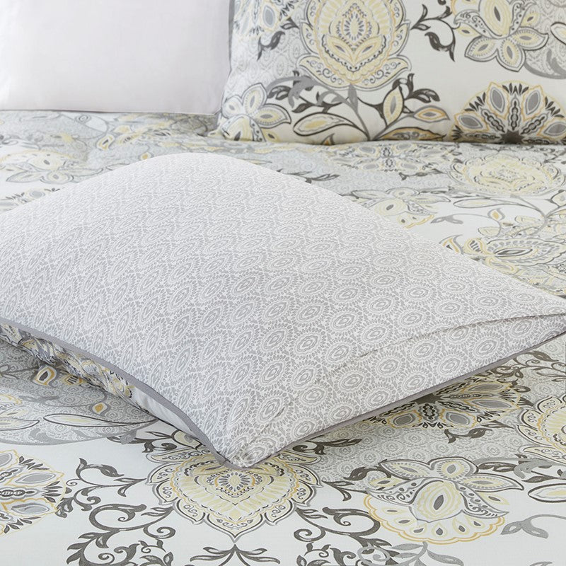 Coastal Yellow Medallion Floral Comforter Set - Cotton Isla 8PCS