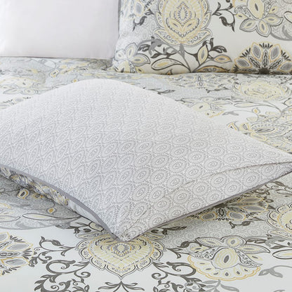 Coastal Yellow Medallion Floral Comforter Set - Cotton Isla 8PCS