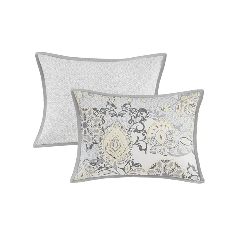 Coastal Yellow Medallion Floral Comforter Set - Cotton Isla 8PCS