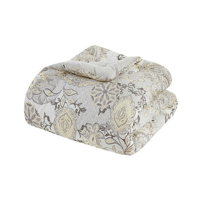 Coastal Yellow Medallion Floral Comforter Set - Cotton Isla 8PCS