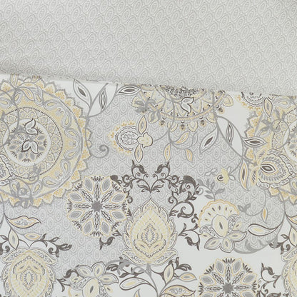 Coastal Yellow Medallion Floral Comforter Set - Cotton Isla 8PCS