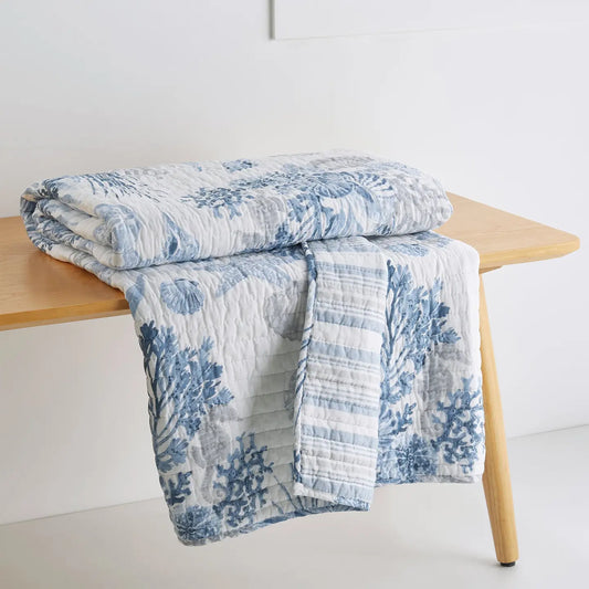 Coral Landing Quilted Throw - Quahog Bay Bedding