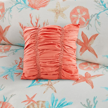 Madison Park Pebble Beach 6 Piece Cotton Sateen Duvet Cover Set - Coral