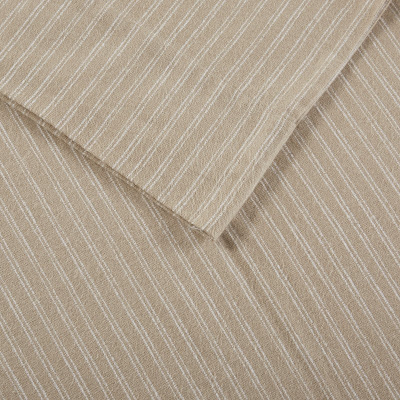 Sleep Philosophy Flannel Sheet Set – Beige/White Stripes | 100% Cotton