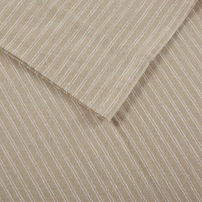 Sleep Philosophy Flannel Sheet Set – Beige/White Stripes | 100% Cotton