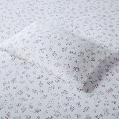 Sleep Philosophy Flannel Sheet Set – White Tossed Botanical | 100% Cotton  | Floral