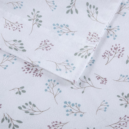 Sleep Philosophy Flannel Sheet Set – White Tossed Botanical | 100% Cotton  | Floral