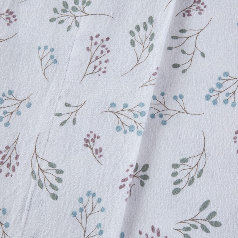 Sleep Philosophy Flannel Sheet Set – White Tossed Botanical | 100% Cotton  | Floral