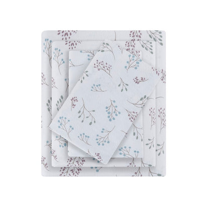 Sleep Philosophy Flannel Sheet Set – White Tossed Botanical | 100% Cotton  | Floral