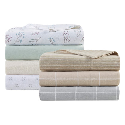 Sleep Philosophy Flannel Sheet Set – White Tossed Botanical | 100% Cotton  | Floral