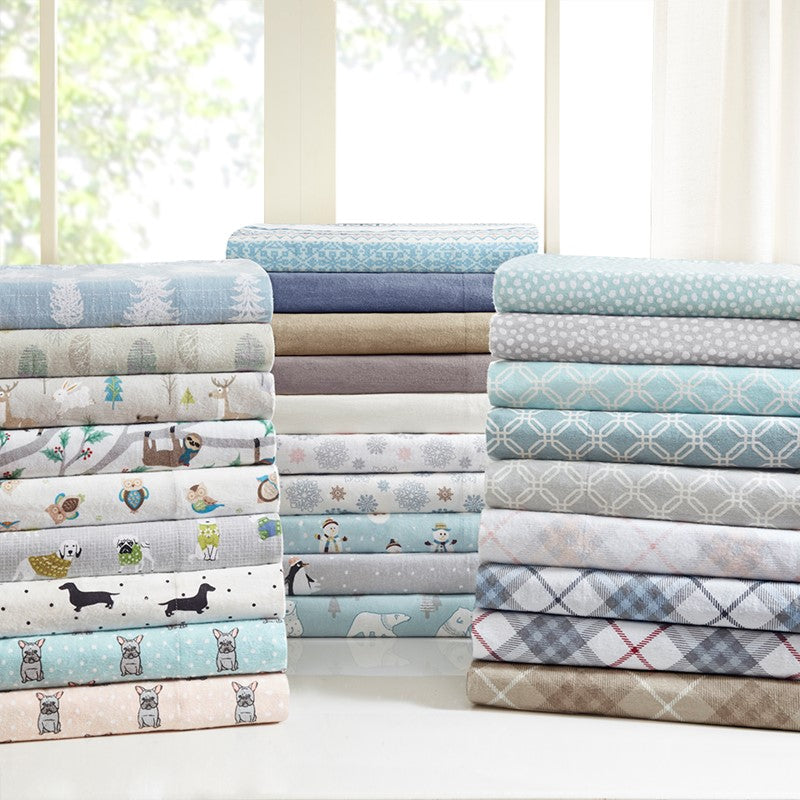 Sleep Philosophy Flannel Sheet Set – White Tossed Botanical | 100% Cotton  | Floral