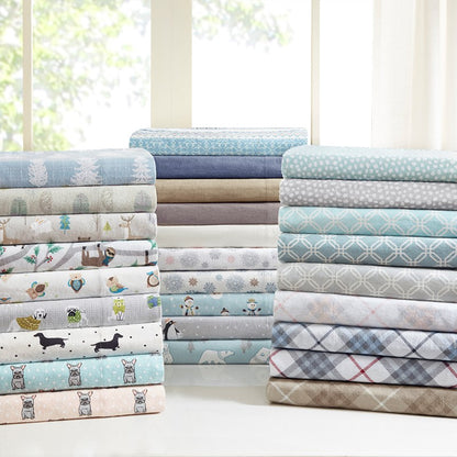 Sleep Philosophy Flannel Sheet Set – White Tossed Botanical | 100% Cotton  | Floral