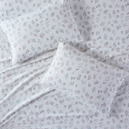 Sleep Philosophy Flannel Sheet Set – White Tossed Botanical | 100% Cotton  | Floral
