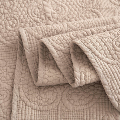 DaDa Bedding Neutral Taupe Beige Sandy Elegant Matelasse Cotton Quilted Bedspread Set (JHW-585) - DaDa Bedding Collection