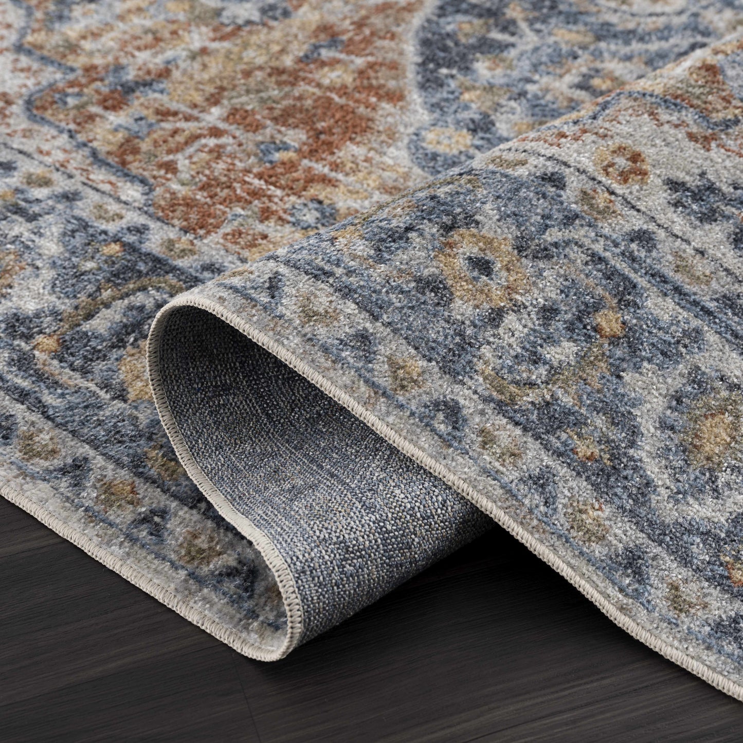 Rust Hiti Washable area rug - Clearance
