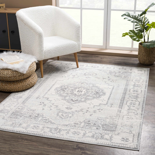 RUG SALE! Tigried Ivory & Gray 2315 Area Rug - Farmhouse Rugs - Clearance