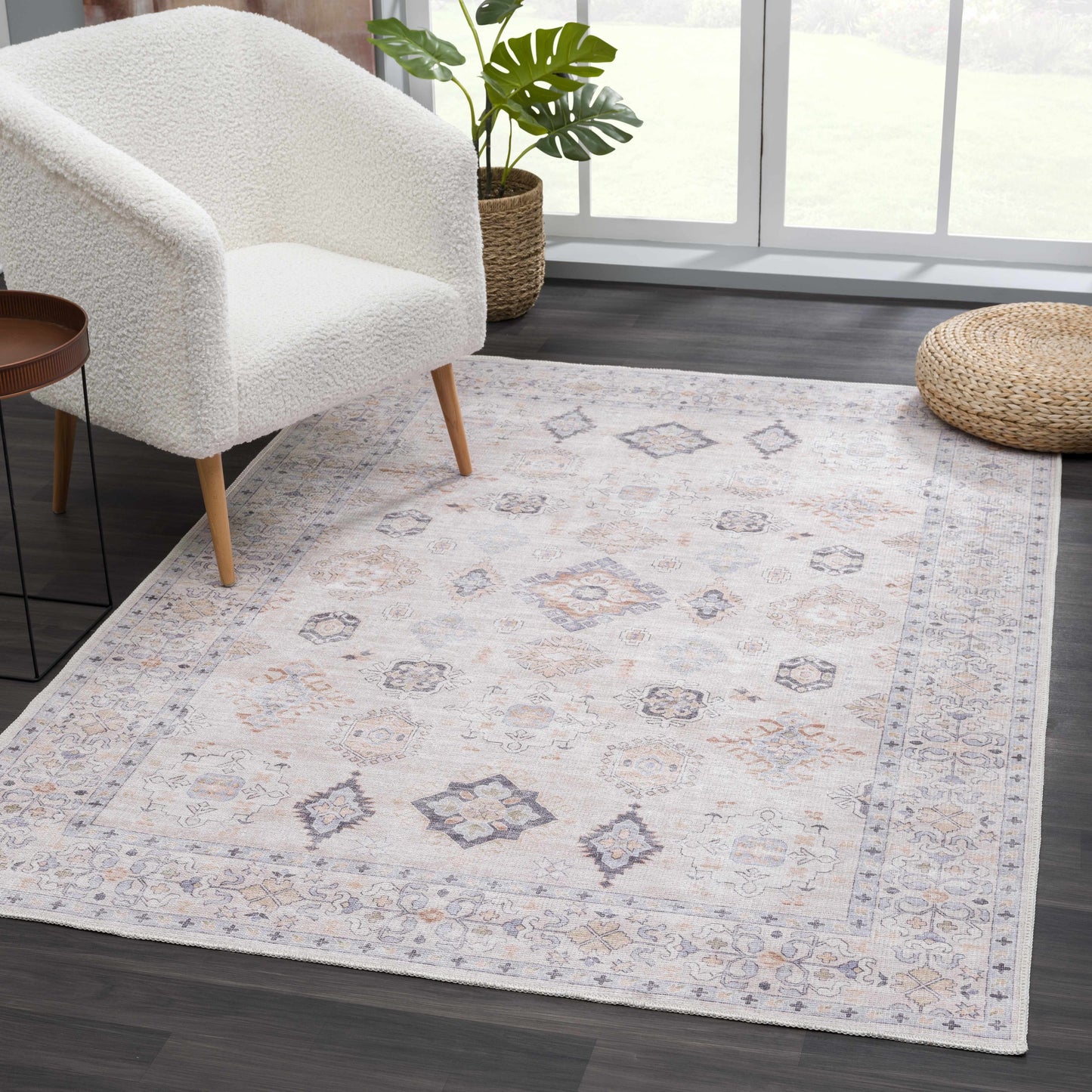 Beige Beckett Vintage Washable Area Rug - Promo
