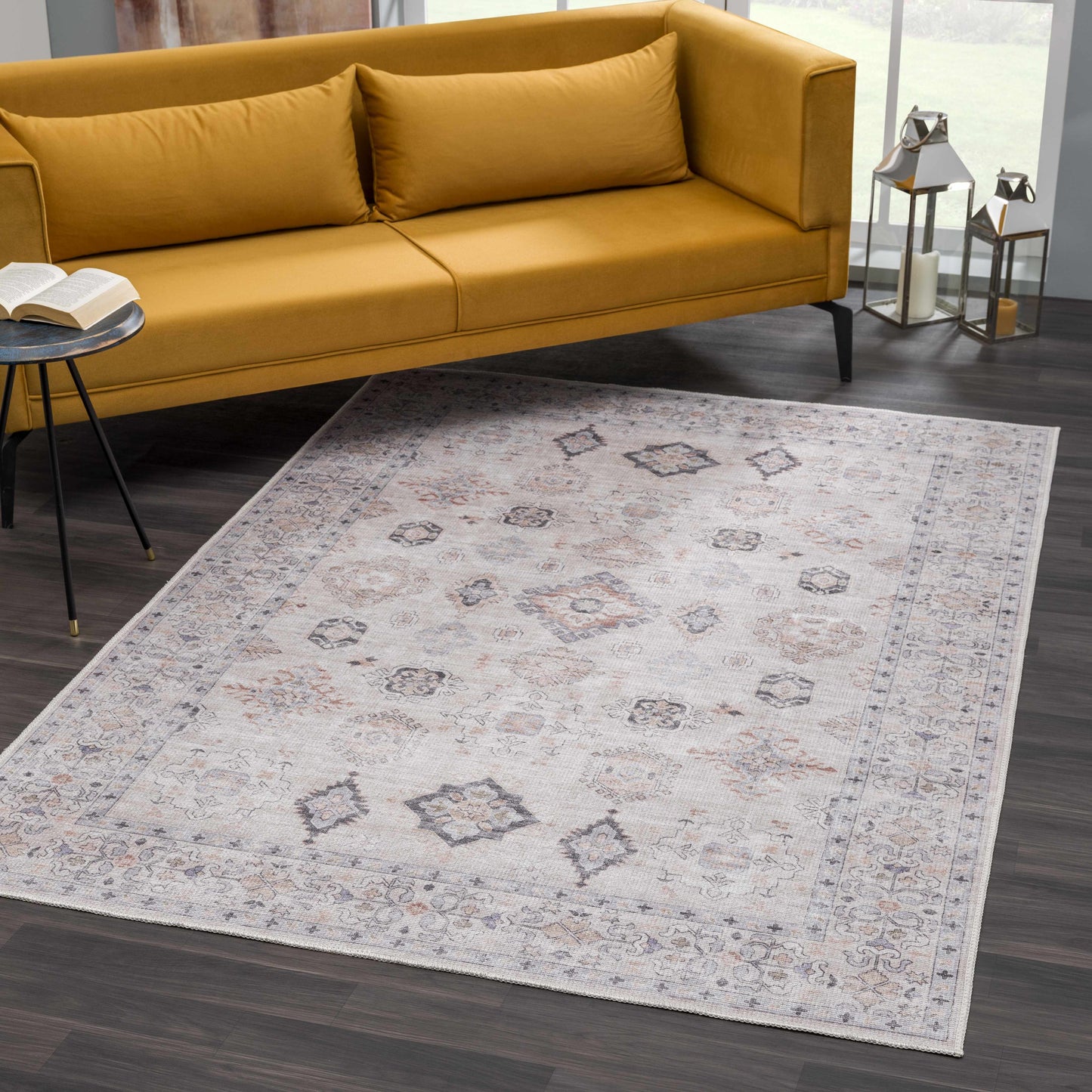Beige Beckett Vintage Washable Area Rug - Promo