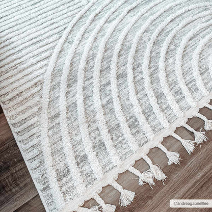 Dauin 3D Rainbow Area Rug with Tassels