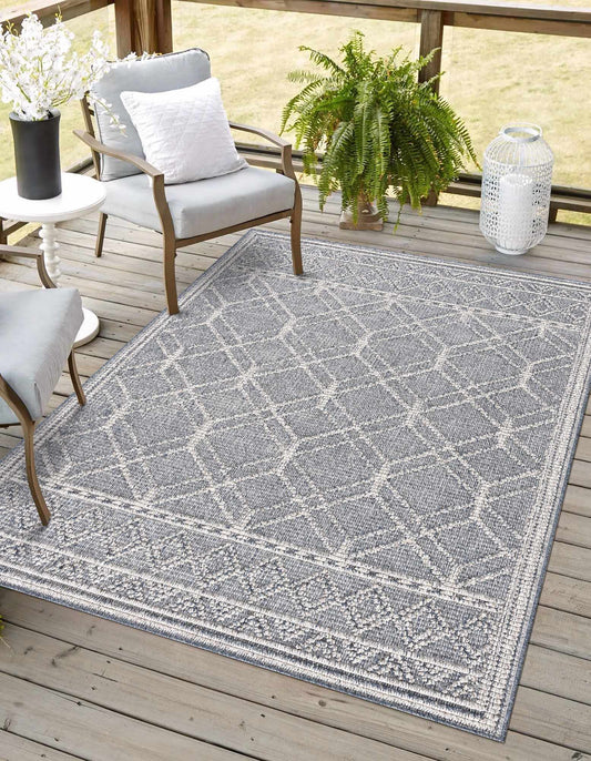 Diah Gray Blue & Bone Area Rug - Clearance - Quahog Bay Bedding