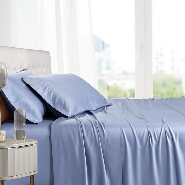 Egyptian Linens Split Top King Sheets  100% Bamboo Viscose Sheet Set - Fitted Sheet With Wings - Quahog Bay Bedding