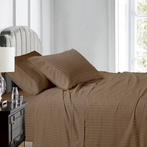 Egyptian Linens 608TC 100% Cotton Split King Stripe Adjustable Bed Sheets - Quahog Bay Bedding