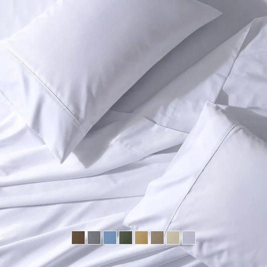 Egyptian Linens Split Top King Sheet Set 650TC Cotton Blend Wrinkle Free - Fitted Sheet With Wings - Quahog Bay Bedding