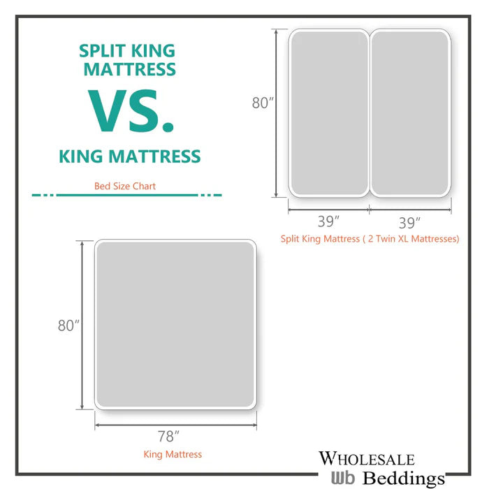 Egyptian Linens Split Top King Sheet Set 650TC Cotton Blend Wrinkle Free - Fitted Sheet With Wings - Quahog Bay Bedding
