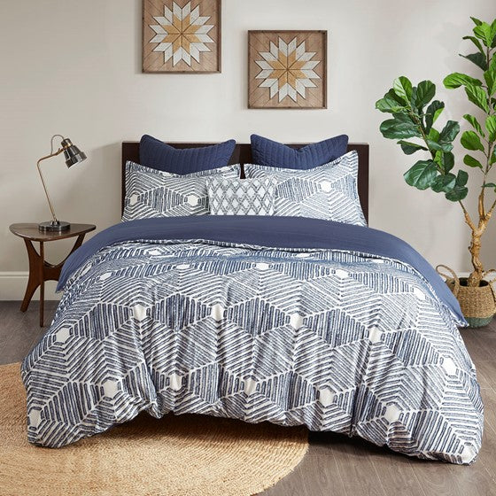 Nautical Ellipse 100% Cotton Jacquard Duvet Cover Set