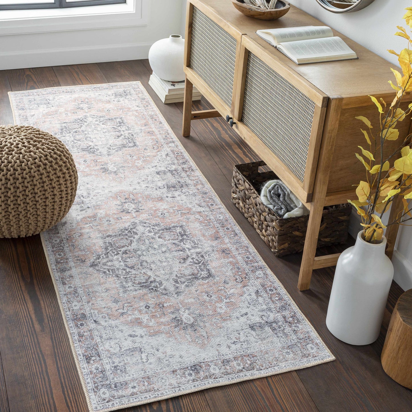 Fatih Flat Pile Washable Rug