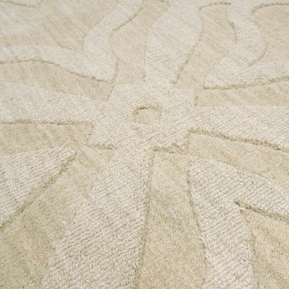 Fyffe Embossed Beige Wool Area Rug