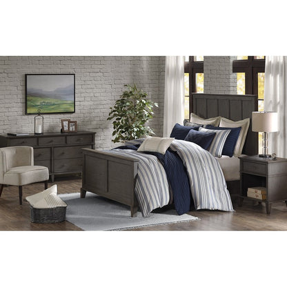 Nautical Comforter Set - Navy and Ivory Jacquard Stripe