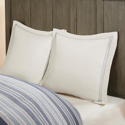 Nautical Comforter Set - Navy and Ivory Jacquard Stripe