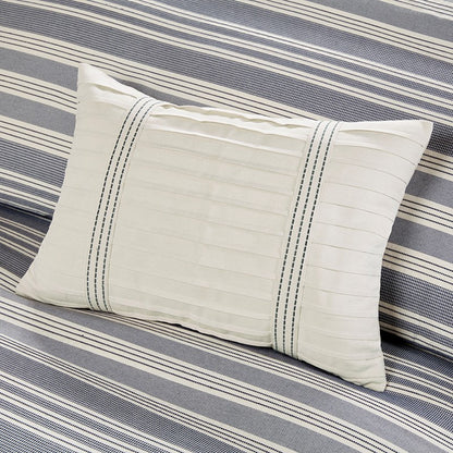 Nautical Comforter Set - Navy and Ivory Jacquard Stripe