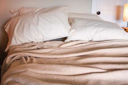 Cotton Herringbone Weave Cotton Blanket - American Made With USA Grown Cotton