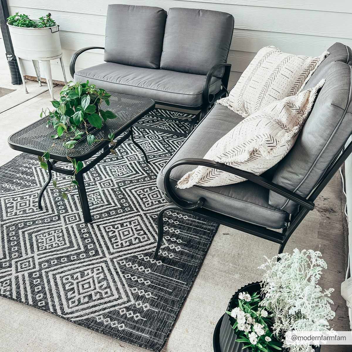 Frankville Black & White All Over Performance Rug