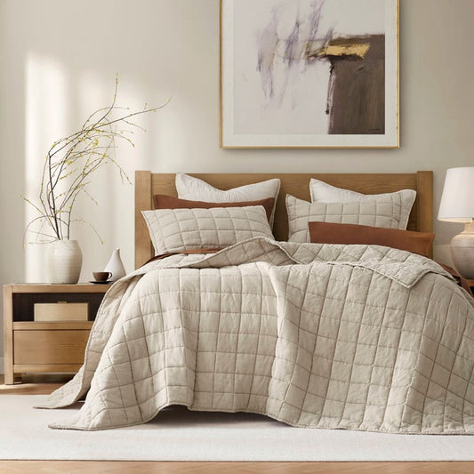 Harbor House Luxury French Flax Linen Garment Washed Quilt Set - Linen