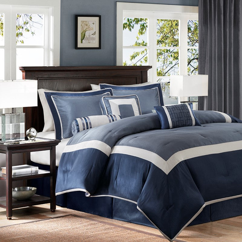 Genevieve 7PC Nautical Comforter Set - Navy Blue