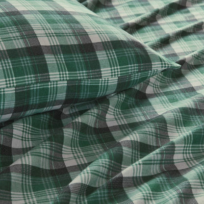 Woolrich 100% Cotton Printed Flannel Sheet Set - Green Plaid